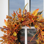 24 Inch Artificial Maple Leaf Autumn Wreath, Large Thanksgiving Fall Decor, Bulk Quantity