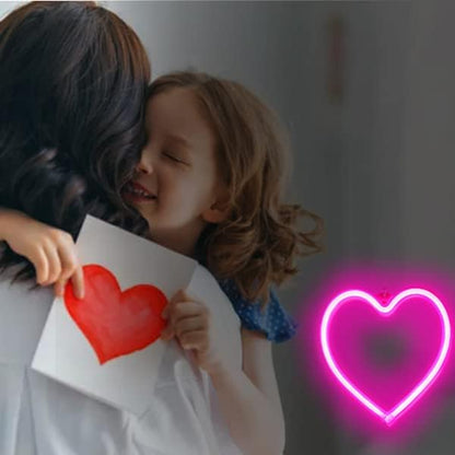 Bulk Pink Heart Neon Sign LED Light Battery Operated or USB Powered Table & Wall Decor for Valentine's Day Mother's Day Birthday Party Wholesale