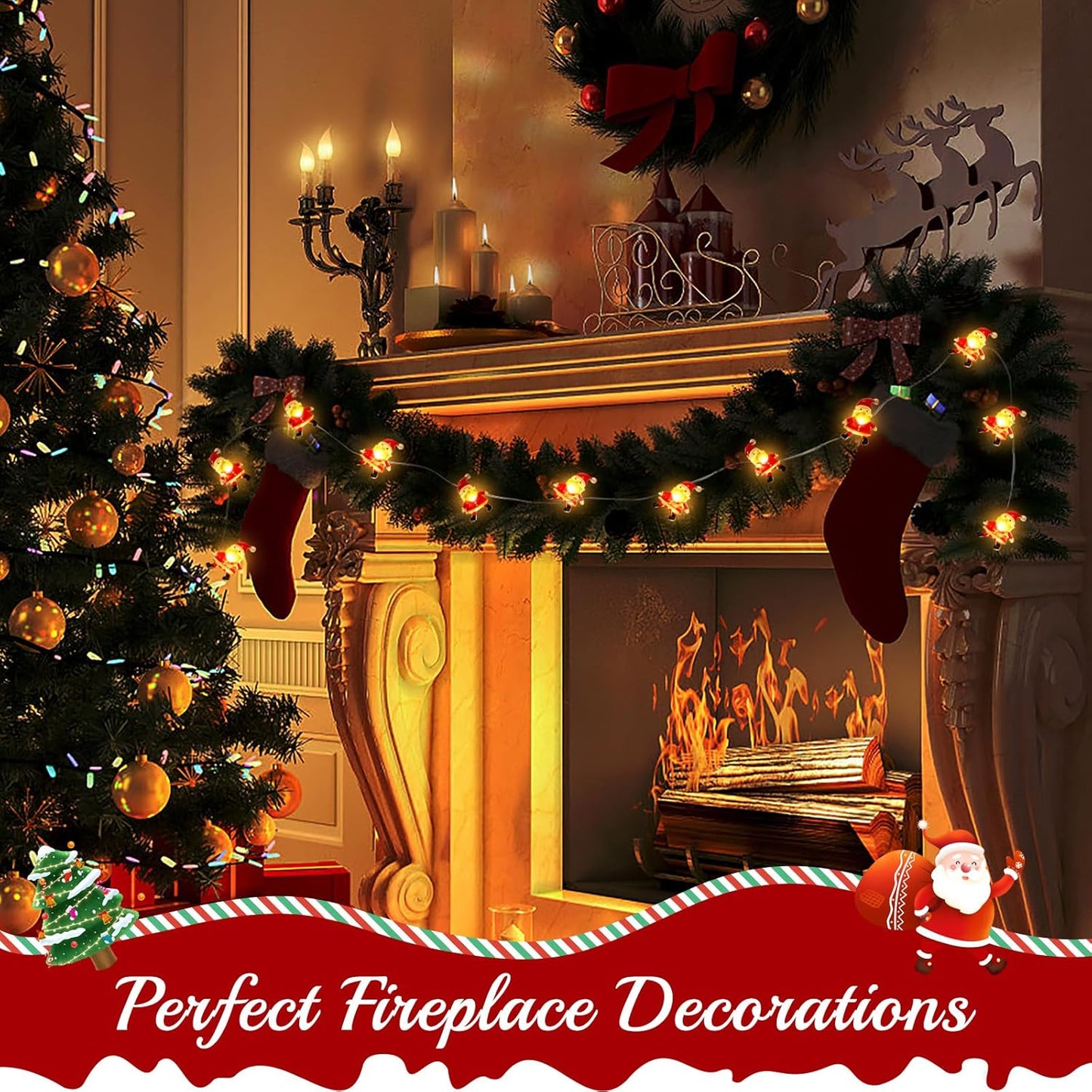 Bulk 10 Foot 30 LED Santa String Lights Battery Operated Fairy Lights for Indoor Christmas Tree Holiday Party Home Decor Wholesale