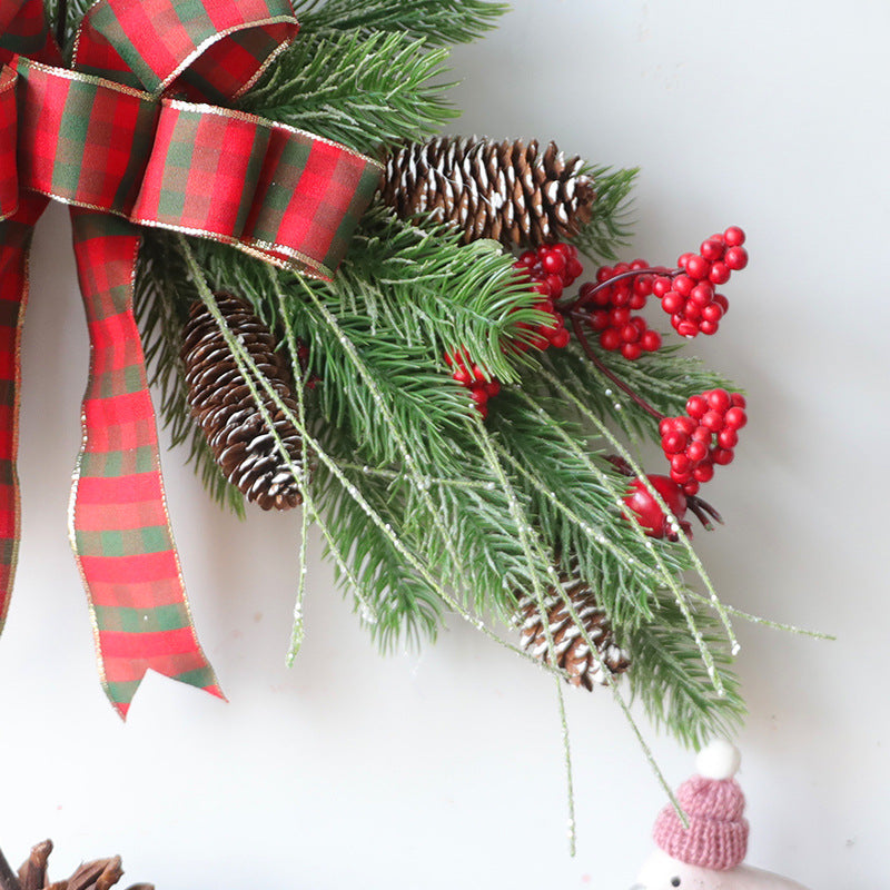 Christmas Horns Vine Wreath 24 Inch Front Door Artificial Holiday Decoration