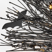 Halloween Bat Wreath with LED Lights, 20 Inch Artificial Decorative Wreath