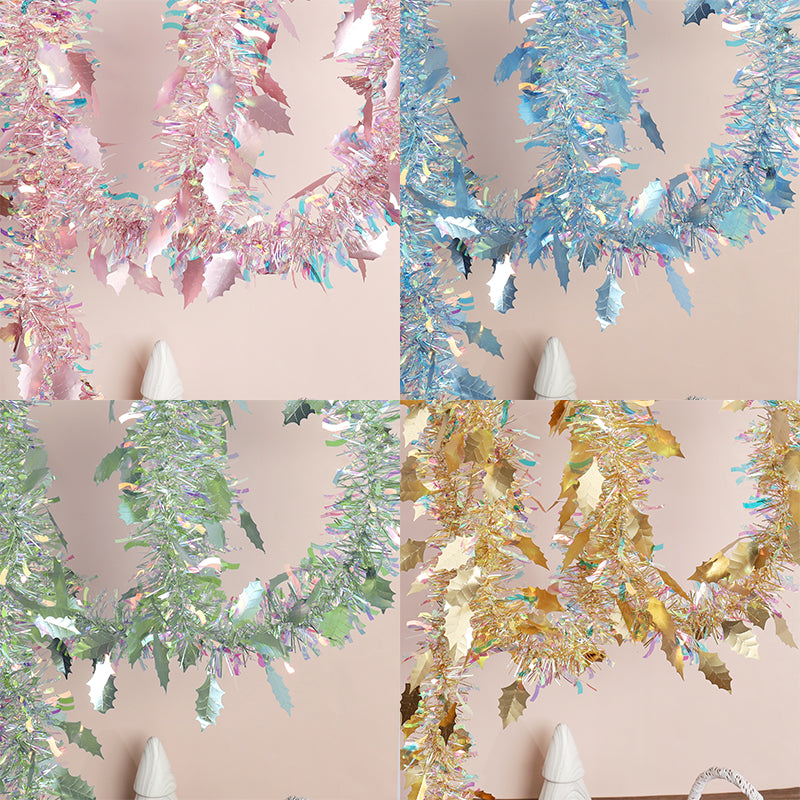 Bulk 70.8 inches Shiny Leaf Tinsel Garland for Birthday, Holiday, and Christmas Party Decorations Wholesale