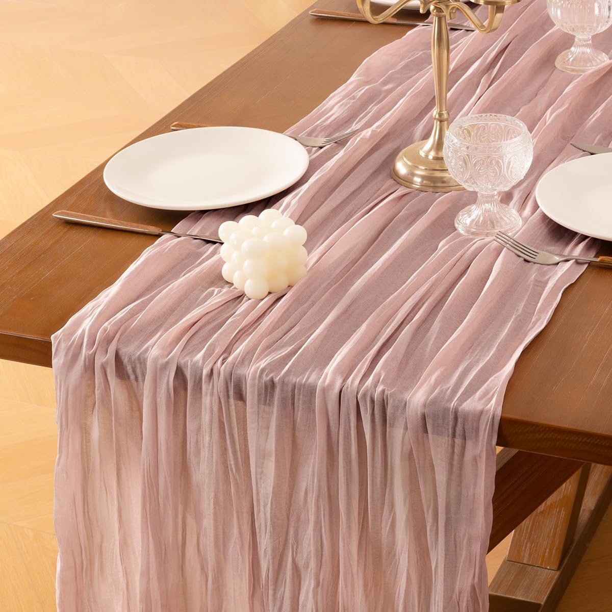 Bulk 120" Pink Cheesecloth Table Runner Spring  Boho Rustic Gauze Table Runner for Wedding Baby Shower and Birthday Party Decor Wholesale