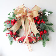 Christmas Berry Bow Wreath Artificial 20 Inch or 24 Inch Holiday Decoration