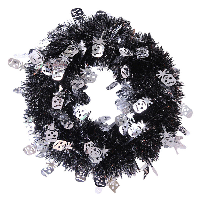 Artificial Rattan Vine Wreath with Pumpkin Skull Ghost Design for Halloween Party Decor