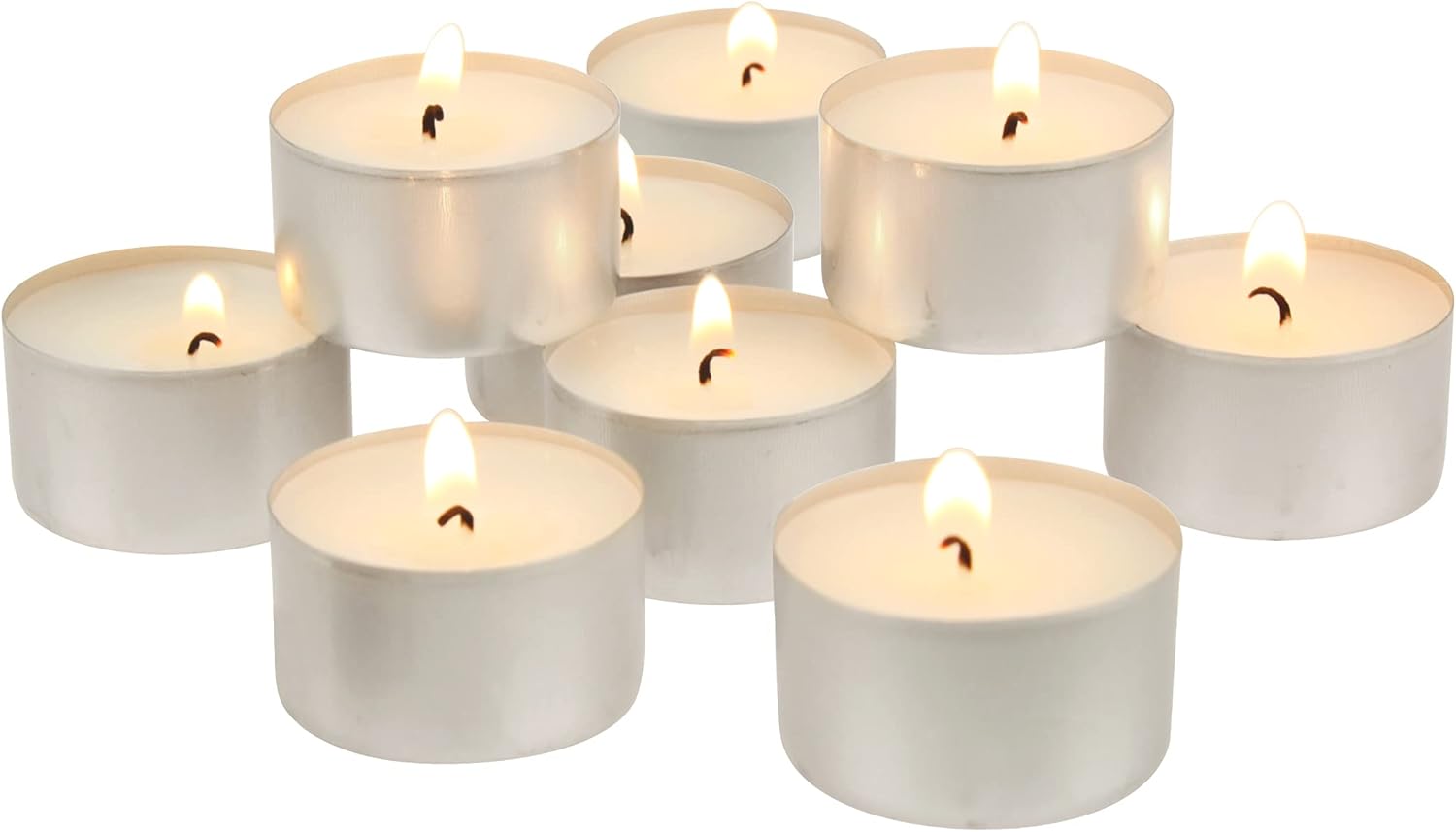 Bulk 50 Pcs Unscented Smokeless Round White Tea Light Candles 7-8 Hour Burn Time for Events and Home Decor Wholesale