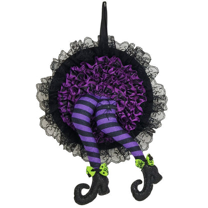 10 Inch Black Mesh Witch Leg Wreath for Halloween Crafts, Artificial, Bulk Quantity