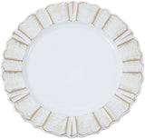 Bulk 6 Pcs 13" White Plastic Charger Plates with Scalloped Rim for Wedding Banquets Holiday Dinners Wholesale