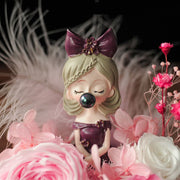 Christmas Princess Girl Preserved Roses Ornaments with Glass Cover Holiday Decoration Gift