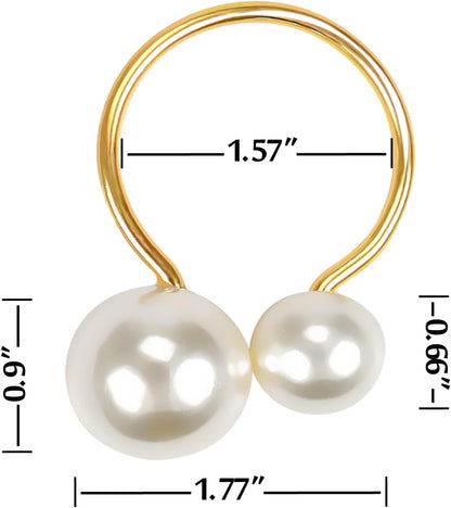 Bulk 12 Pcs Pearl Napkin Ring Gold Napkin Holders for Dining Table Party and Wedding Decor Wholesale