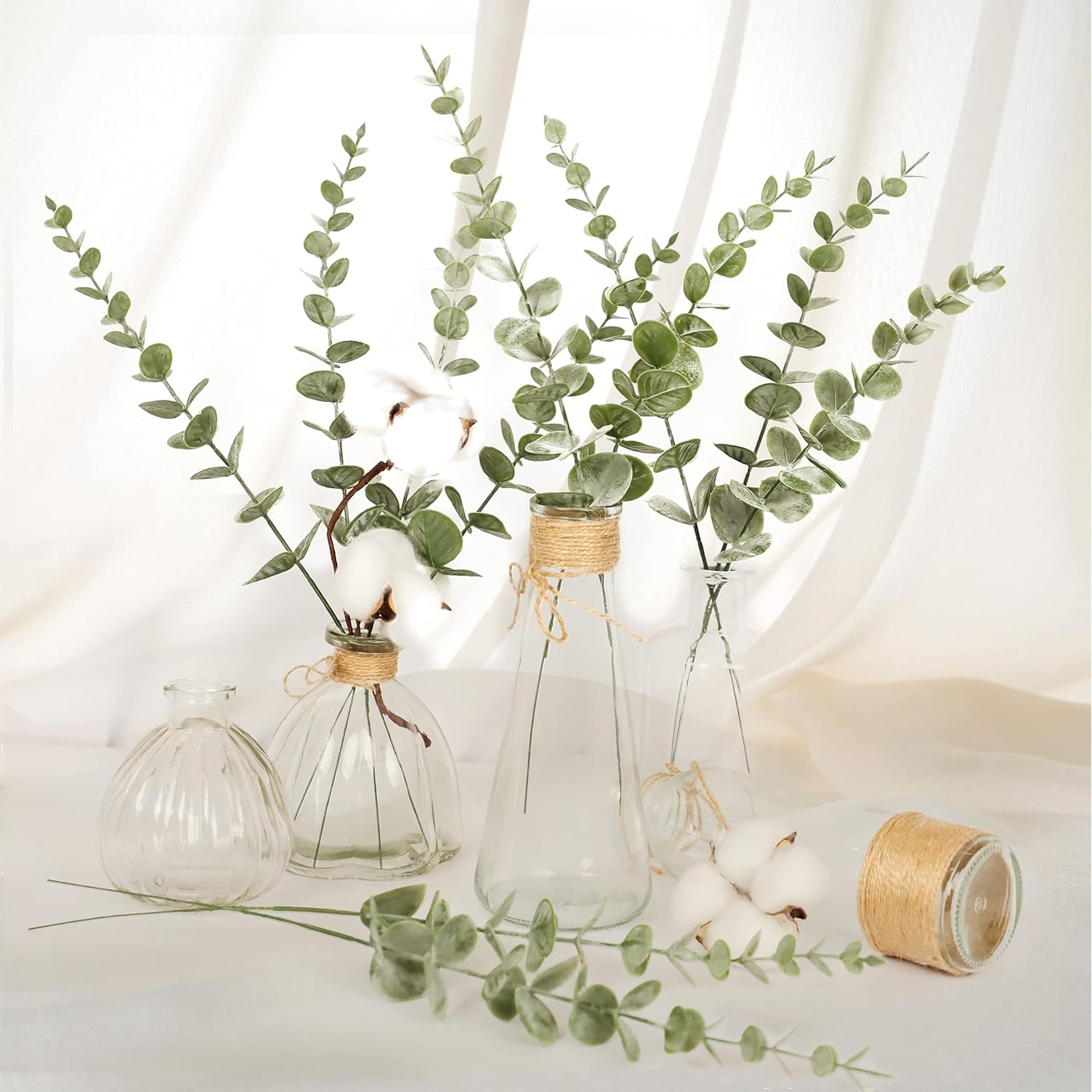 Bulk 18Pcs Artificial Eucalyptus Stems for Home Wedding Bouquets Centerpieces Holiday Decor Wholesale