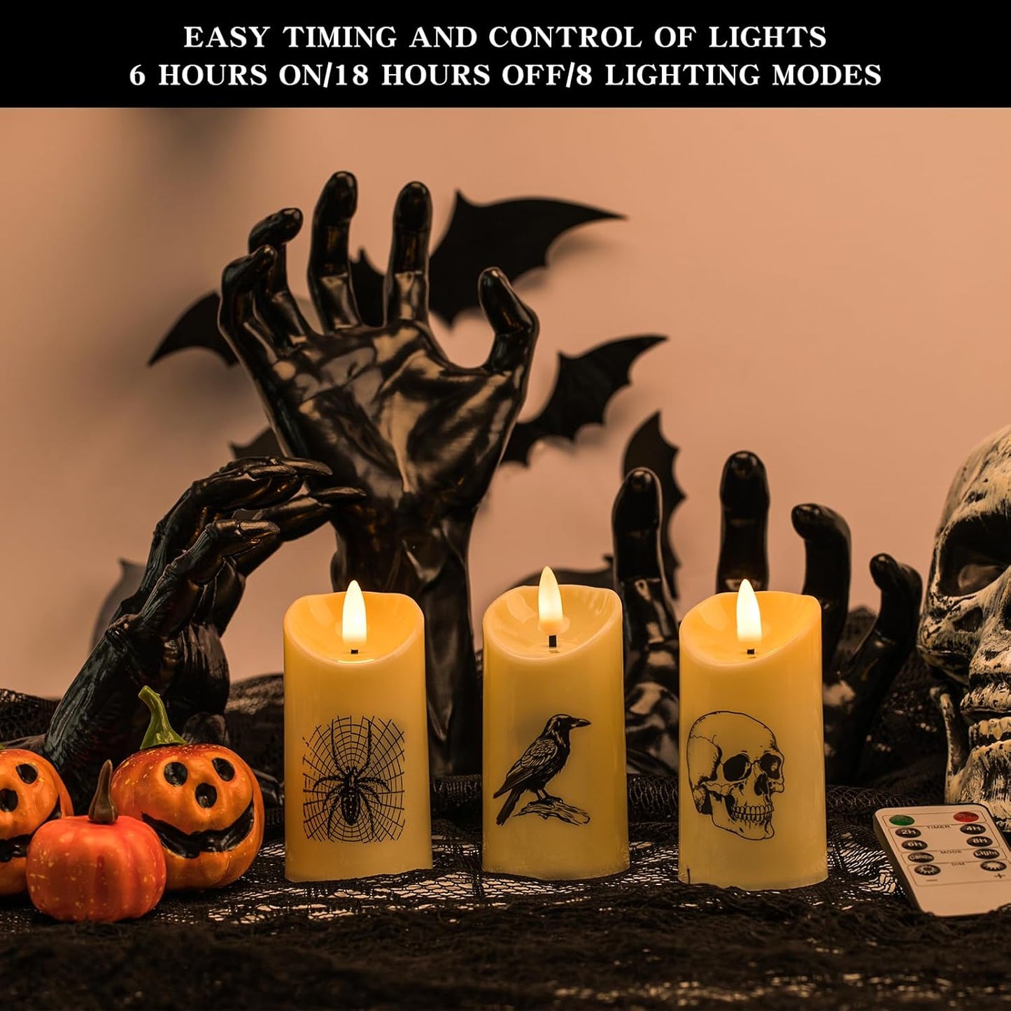 Bulk Halloween Decor Indoor Outdoor Gothic Wall Hangings 3 Creepy Hand Wall Lights with Remote Control for Spooky Halloween Decoration Wholesale