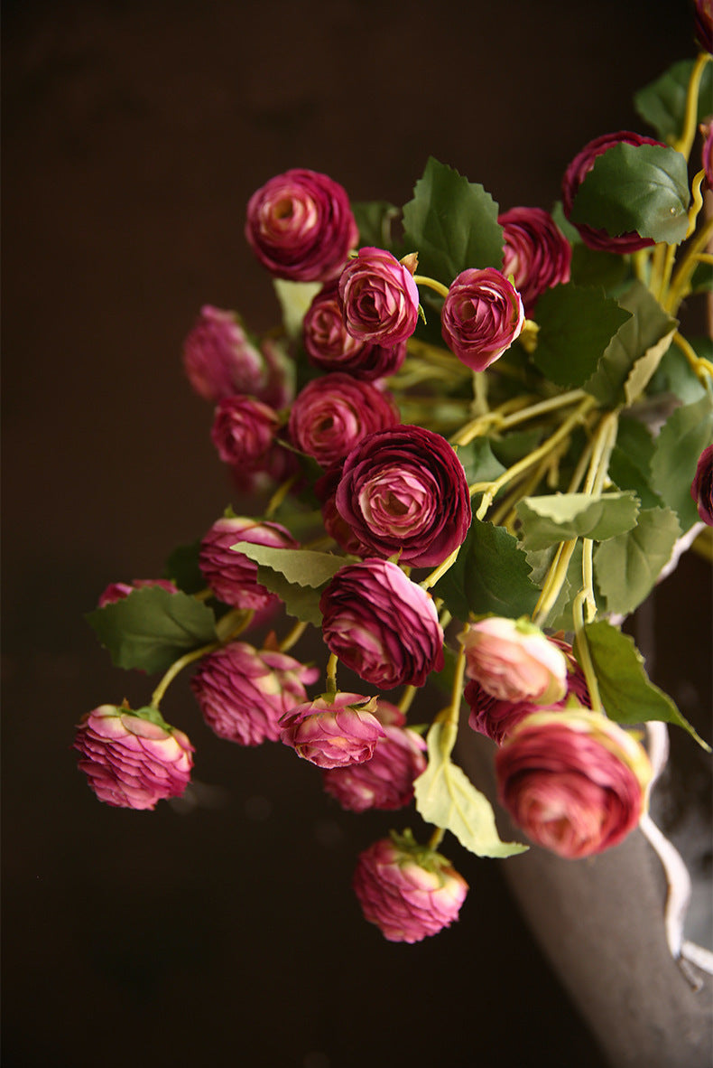 16 Inch Artificial Silk Ranunculus Stem Spray Branches Bulk Quantity