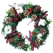 Artificial Christmas Cotton Pine Cone Berry Wreath 12 Inch or 16 Inch