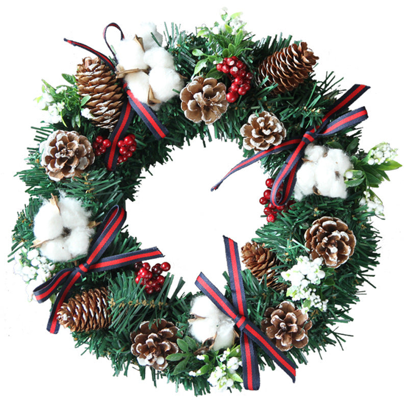 Artificial Christmas Cotton Pine Cone Berry Wreath 12 Inch or 16 Inch