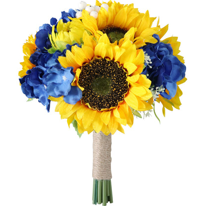 Bulk 8" Artificial Sunflower Bridal Bouquet Vintage Rustic Wedding Bouquet Wholesale