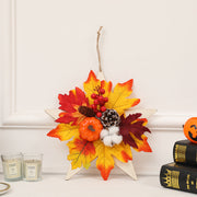 Mini Artificial Pumpkin Maple Leaf Pentagram Wreath, Fall Thanksgiving Decor, Bulk Wholesale
