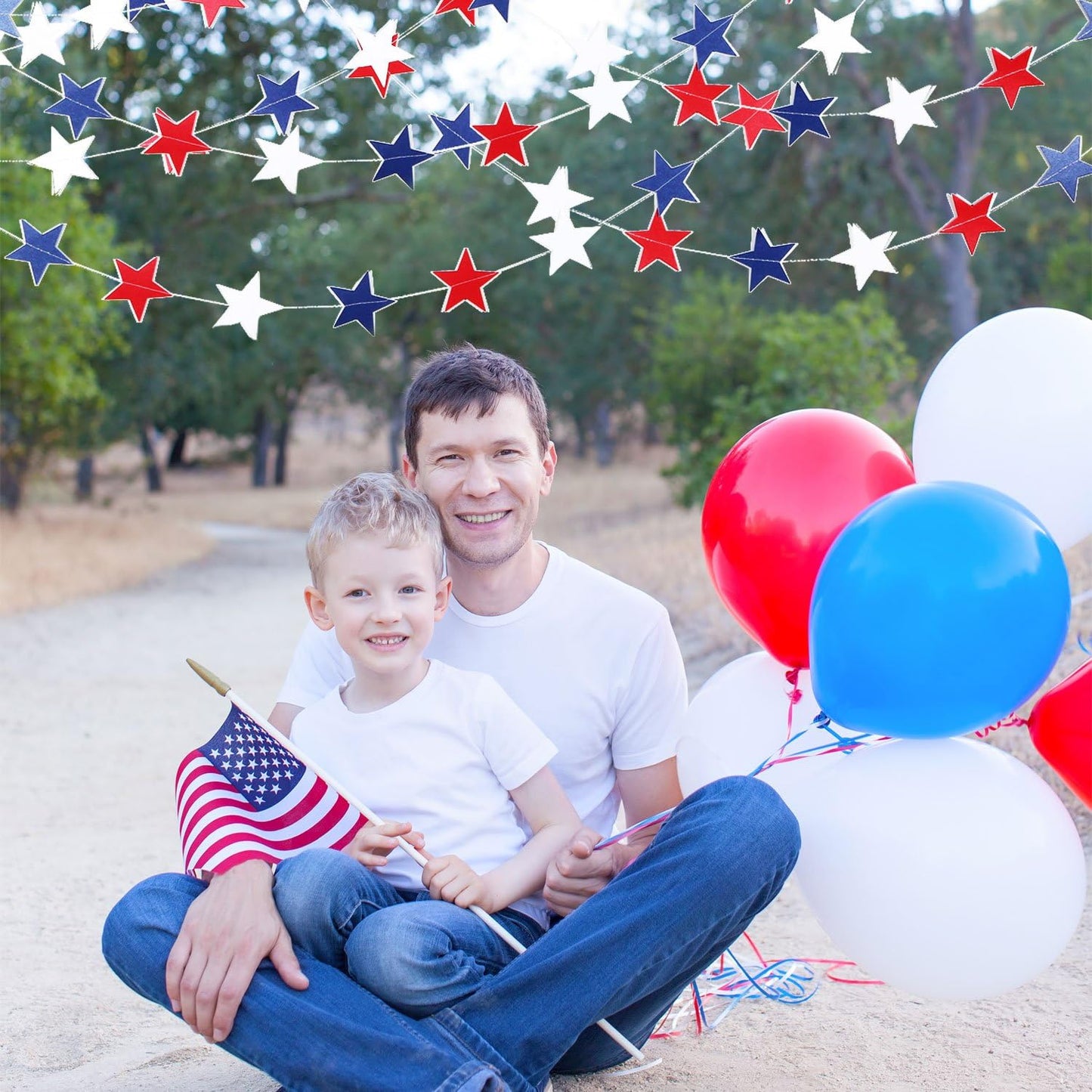 Bulk Patriotic Star Banner Garland for Labor Day Red White and Blue Decorations for 4th of July BBQ Memorial Day Veterans Day and Independence Day Parties Wholesale