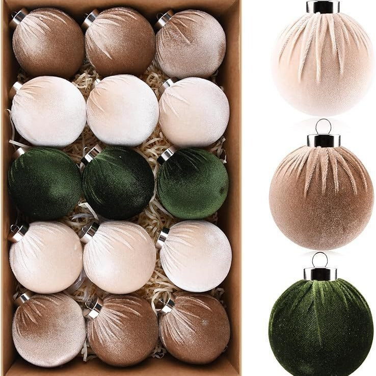 Bulk 15 Pcs Christmas Tree Ornaments Velvet Balls for Tree Decorations, Xmas Party Decor Wholesale