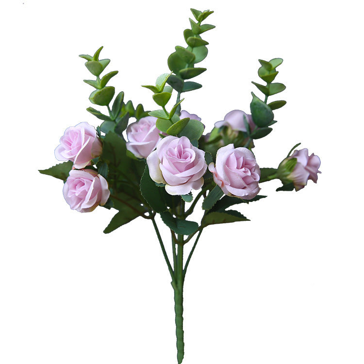 Wedding & Event Rose & Eucalyptus Silk Flower Bouquets, 11-Head Floral Arrangements, 11.8in Tall, Available for Bulk Orders