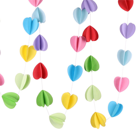 Bulk 4 PCS 3D-Heart Garland Hanging Paper Streamer Banner Wholesale