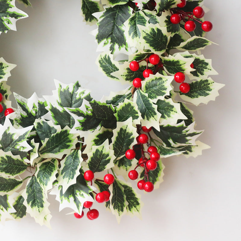 Christmas Artificial Leafy Green and Red Berry Wreath 18 Inch