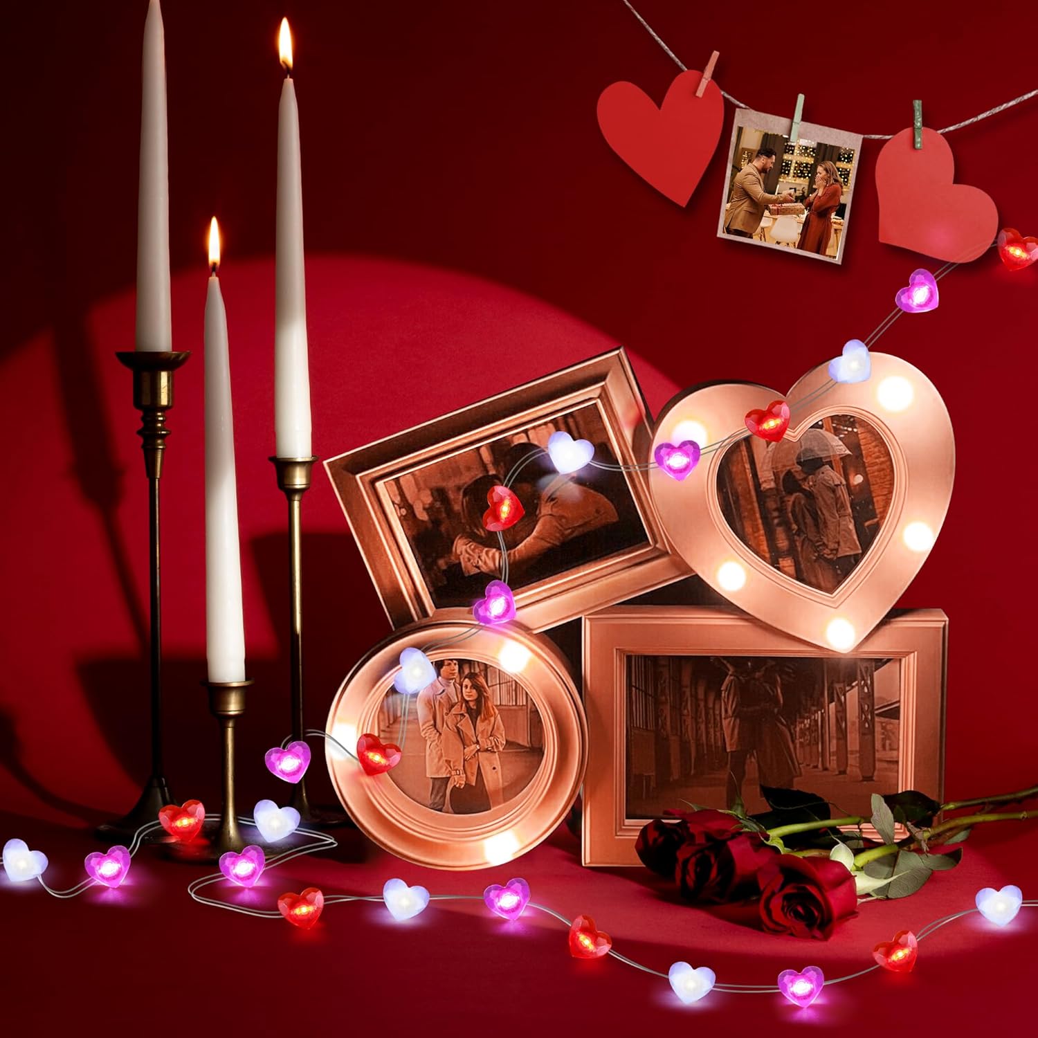 Bulk 10FT 30 LED Valentine's Day Heart String Lights Battery Operated Lights with Timer for Home Bedroom Holiday Decor Wholesale