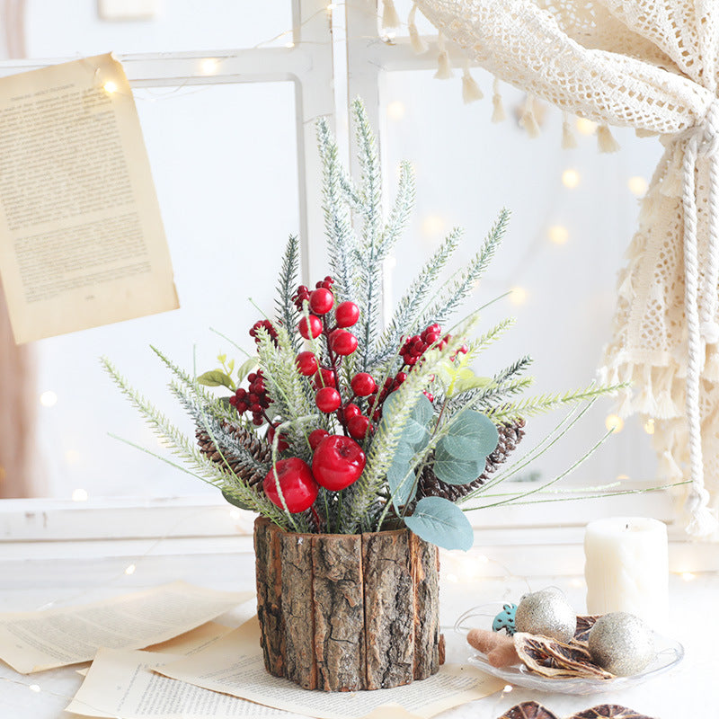 Christmas Artificial Red Berry Pine Ornament 15 Inch and 12 Inch Decorative Stems