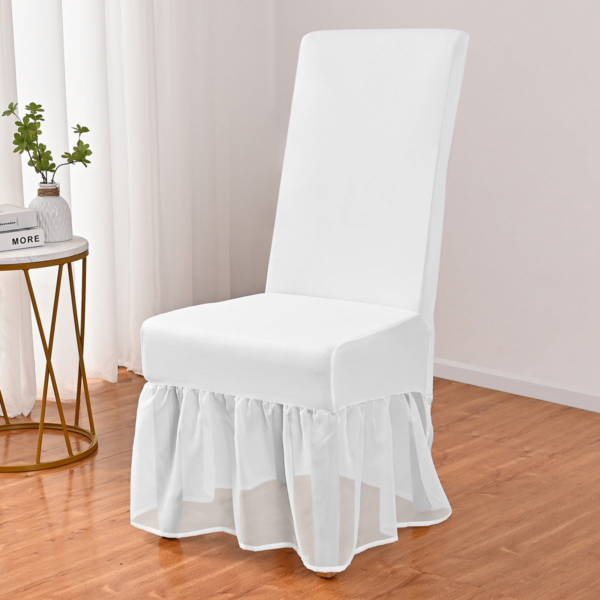 Bulk Milk Silk Gauze Skirt Chair Cover suitable for Hotel Restaurant Conference Banquet Wedding and Party Decoration Wholesale