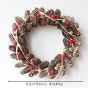Christmas Log Pine Cone Red Berry Fish Scale Artificial Wreath 16 Inch