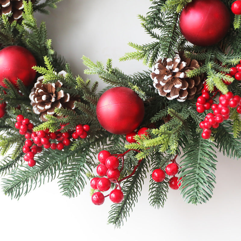 Artificial Foam Pine Cone Wreath 20 Inch Red Christmas Decor