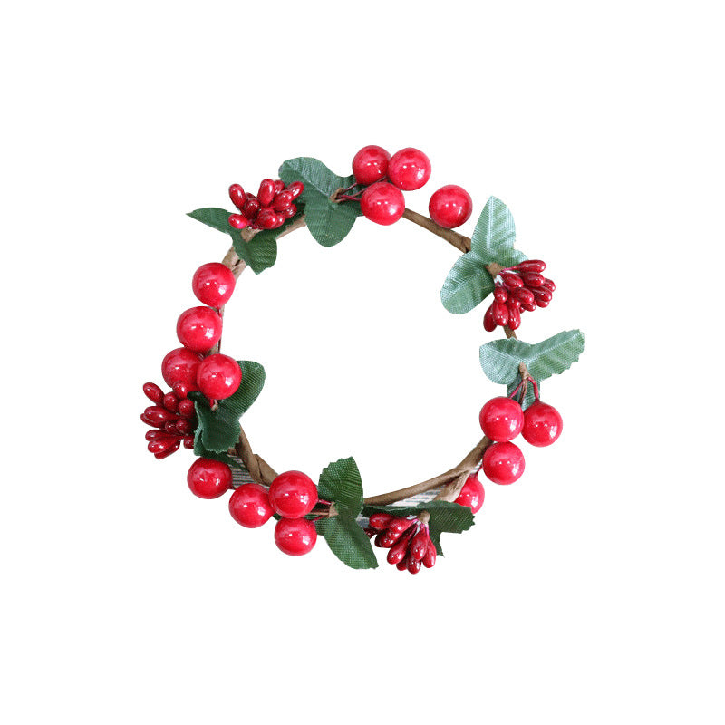 Christmas Candle Cranberry Mini Wreaths Artificial Holiday Decor