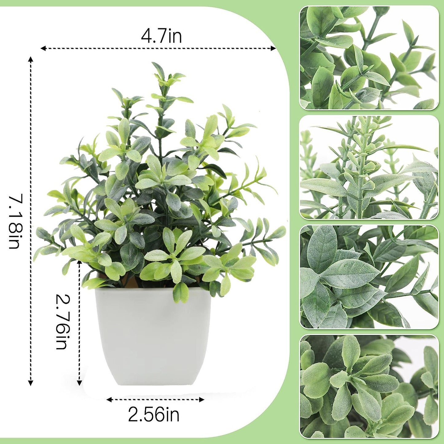 Bulk 4 Pack Mini Artificial Potted Plants Fake Greenery for Indoor Home Table Bedroom and Farmhouse Decor Wholesale