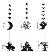 6 Pcs Halloween Spider Witch Ghost Bat Wall Decorations Artificial Halloween Party Decor