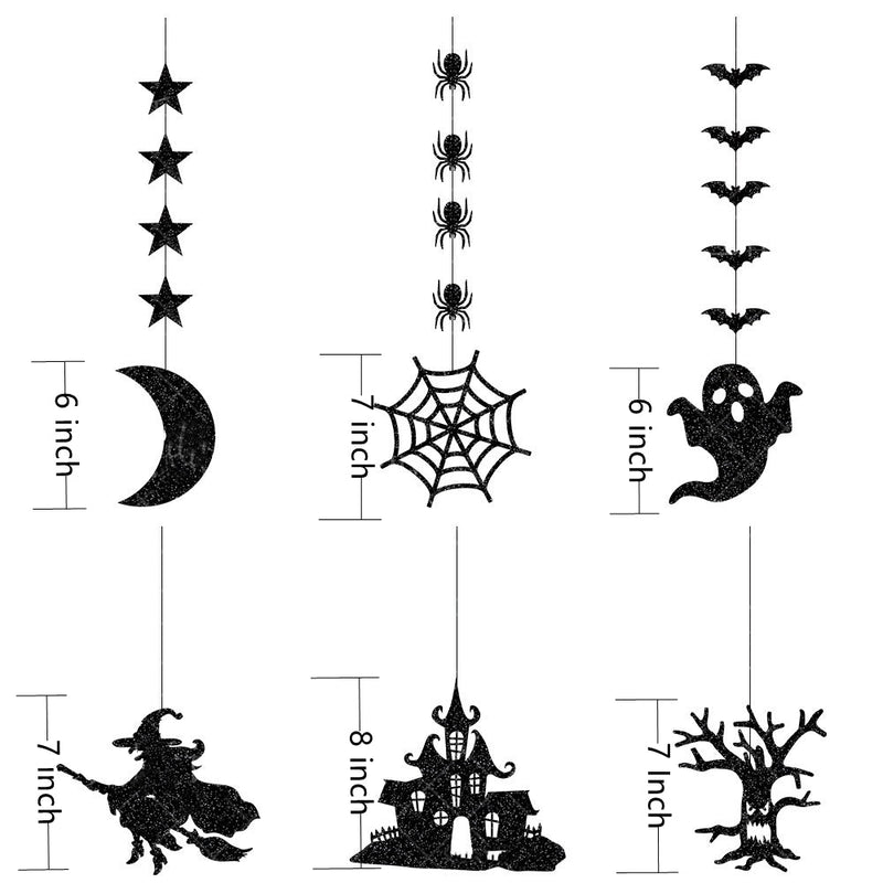 6 Pcs Halloween Spider Witch Ghost Bat Wall Decorations Artificial Halloween Party Decor