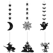 6 Pcs Halloween Spider Witch Ghost Bat Wall Decorations Artificial Halloween Party Decor