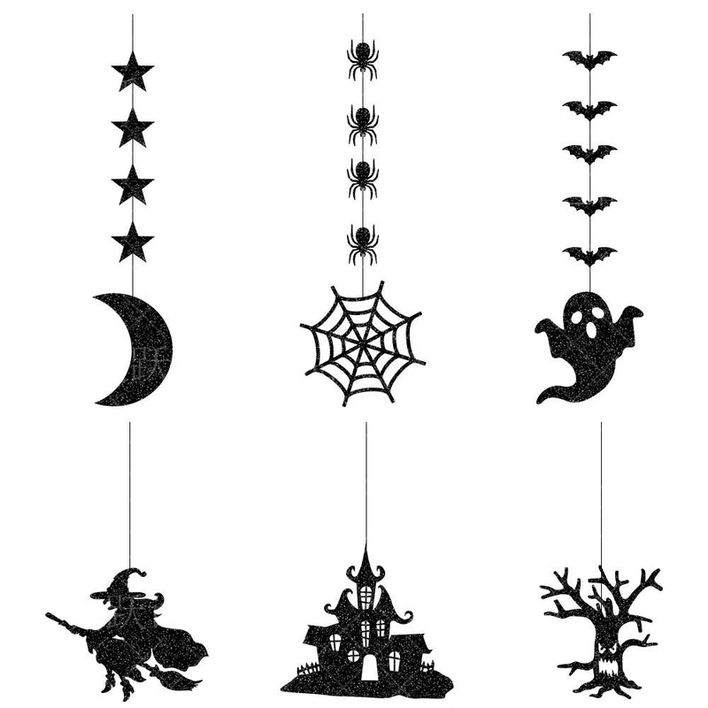 6 Pcs Halloween Spider Witch Ghost Bat Wall Decorations Artificial Halloween Party Decor