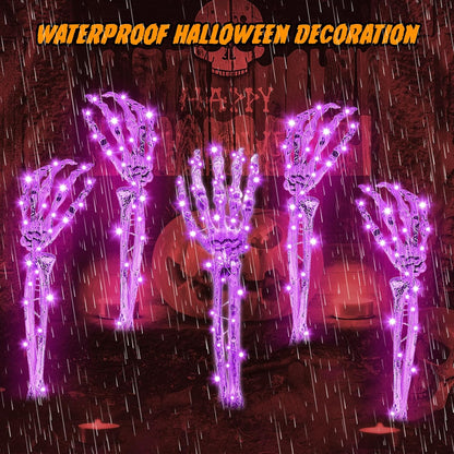 Bulk Halloween Outdoor Decor 5 Illuminated Skull Arm Stakes Spooky Halloween Decorations for Yard Lawn and Garden Wholesale