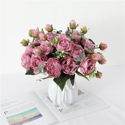 Wedding Wreath & Greenery Decor Artificial Peony Bouquet 9-Bud Silk Peony Rose 11.8” for Venue Styling