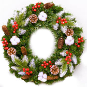 Christmas LED Pine Cone Wreath with Red Cones, 12/16/20 Inch, Artificial Decorative Holiday Lighted Wreath