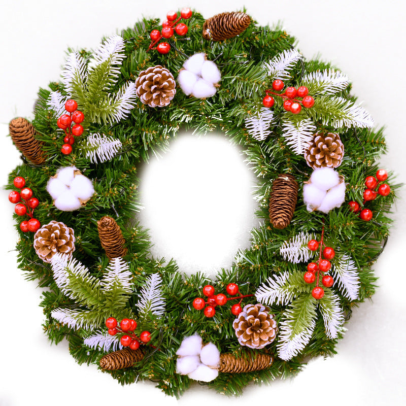 Christmas LED Pine Cone Wreath with Red Cones, 12/16/20 Inch, Artificial Decorative Holiday Lighted Wreath
