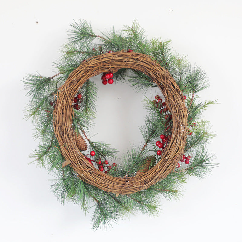 Artificial Christmas Pine Cone Wreath 20 Inch Red Cone Holiday Decor