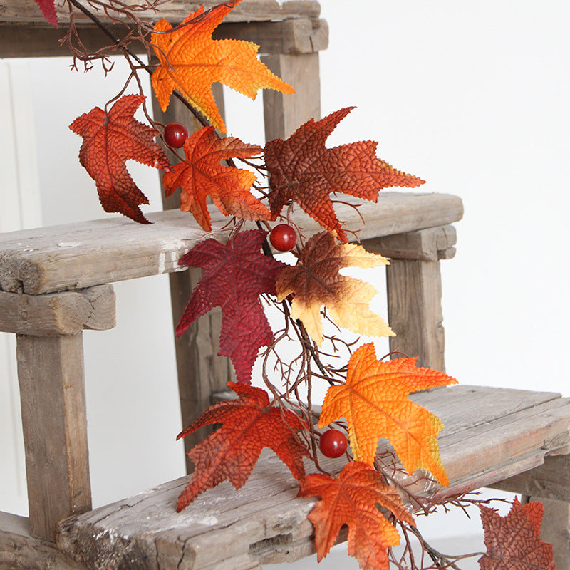 68 Inch Fall Maple Leaf Garland with Sunflower and Pumpkin, Artificial Hanging Vine, Bulk Quantity