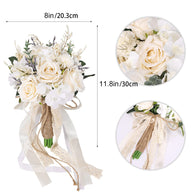 Bulk 8" Bridal Bouquet White Champagne Roses Wedding Bouquets Wholesale