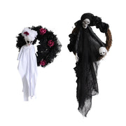 15 Inch Black Gauze Halloween Wreaths Bulk Quantity Artificial Party Decor