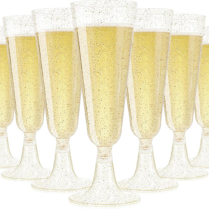 Bulk 40 Pcs Plastic Champagne Flutes 5.5 oz Disposable Clear Mimosa Glasses for Wedding New Year Cocktail Party Wholesale