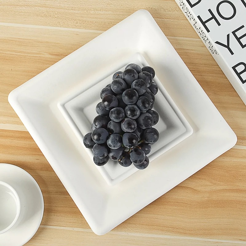 Bulk 50 Pcs White Square Disposable Plates Perfect for Christmas and Thanksgiving Parties Wholesale