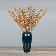 31 Inch 5 Forks Golden Artificial Eucalyptus Stems Bulk Real Touch Flower Arrangement