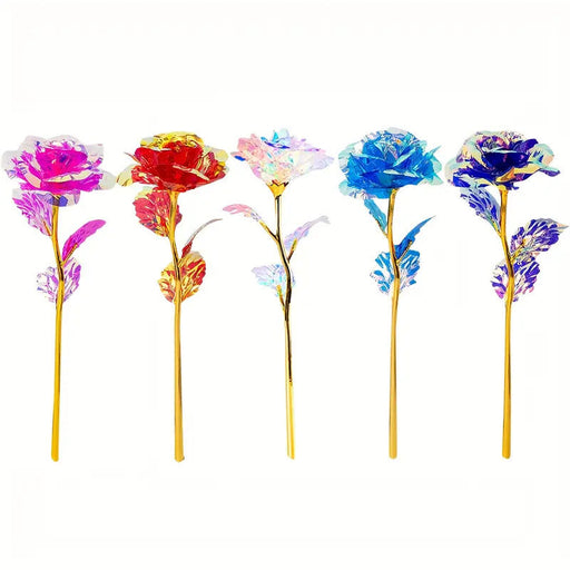 5 Pcs Colorful Luminous Artificial Rose Flowers, 12 Inch Silk Stems for Gifts