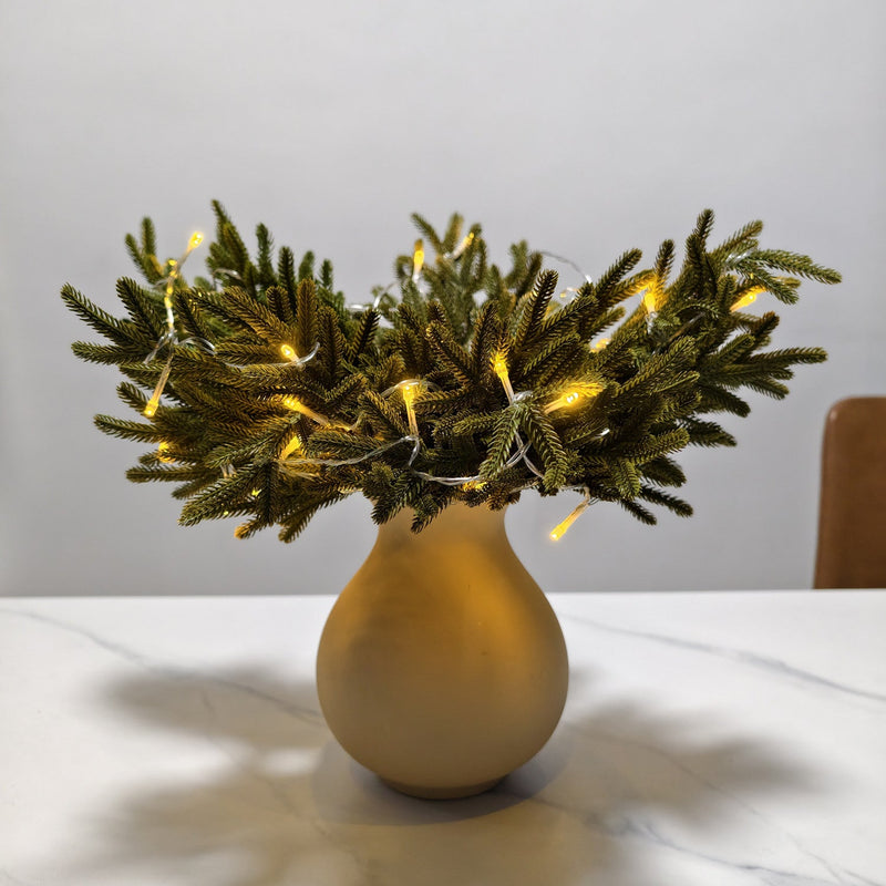 16 Inch Pre-Lit Norfolk Pine Branches 5 Pcs Bulk Artificial Christmas Vase Fillers